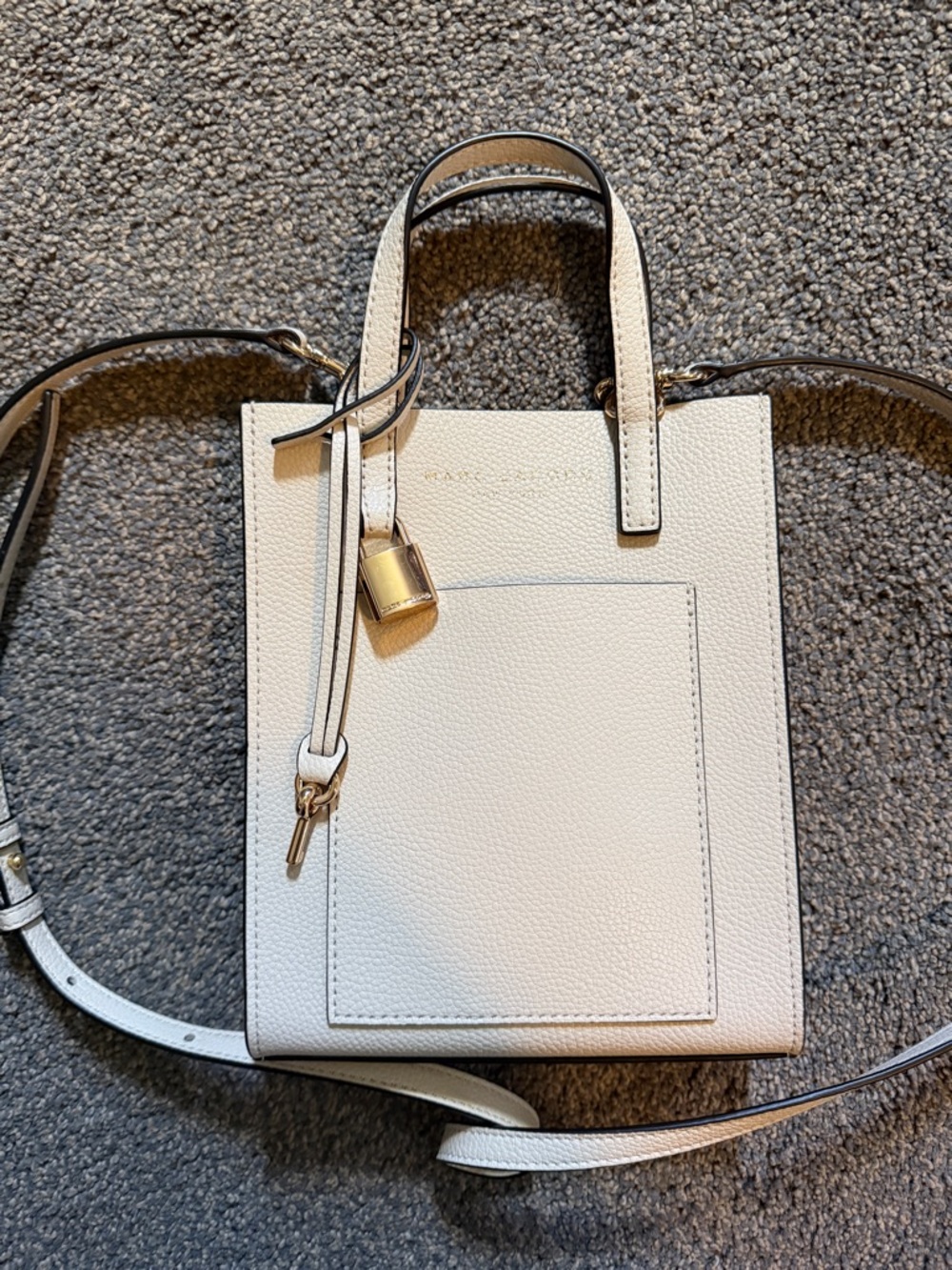 Marc Jacobs White Pebbled Leather Satchel with Detachable Strap - Picture 3 of 5